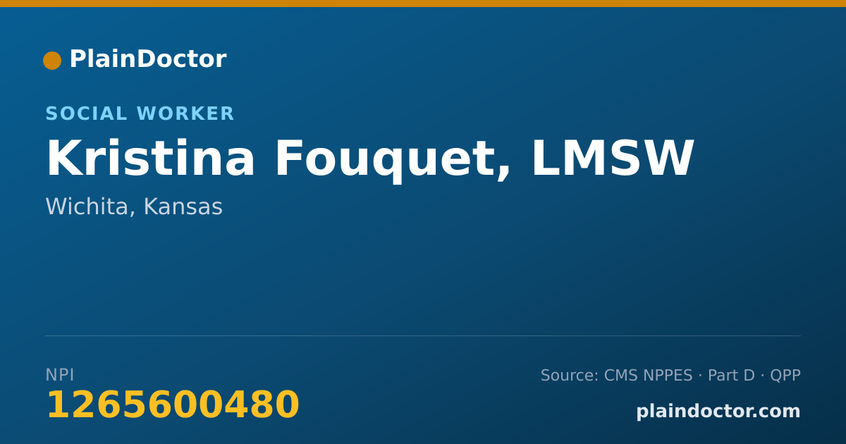Shareable card for Kristina Fouquet, LMSW - Social Worker, Wichita, KS
