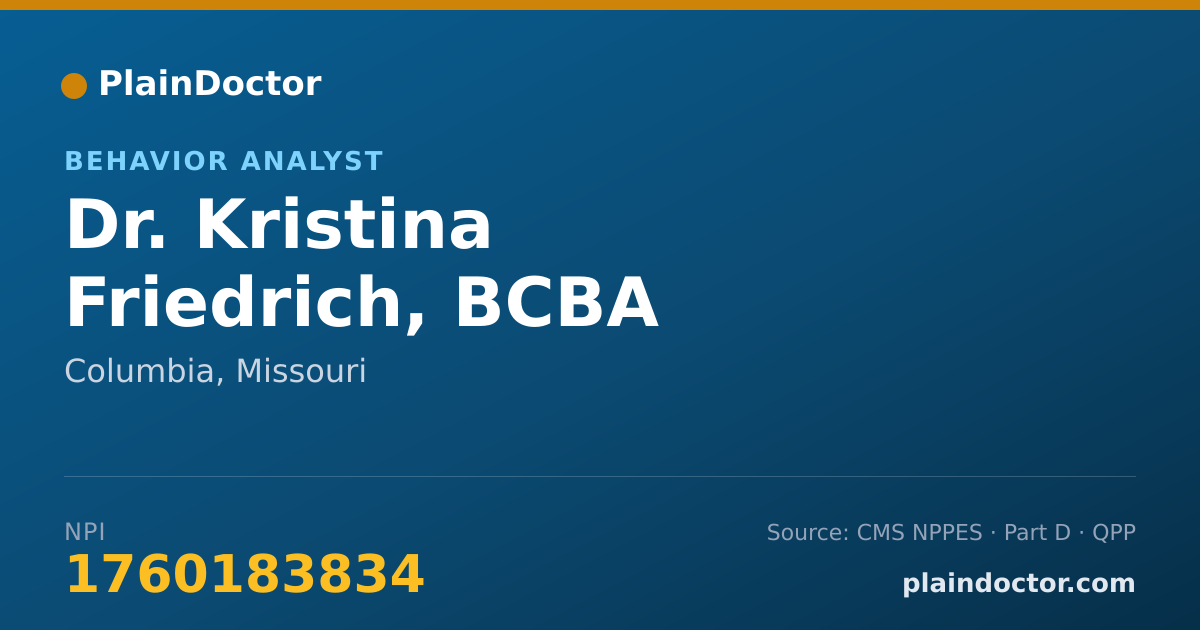 Shareable card for Kristina Friedrich, BCBA - Behavior Analyst, Columbia, MO
