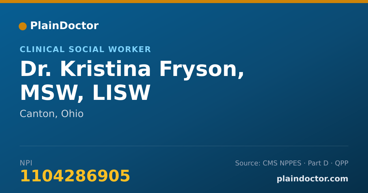 Shareable card for Kristina Fryson, MSW, LISW - Clinical Social Worker, Canton, OH