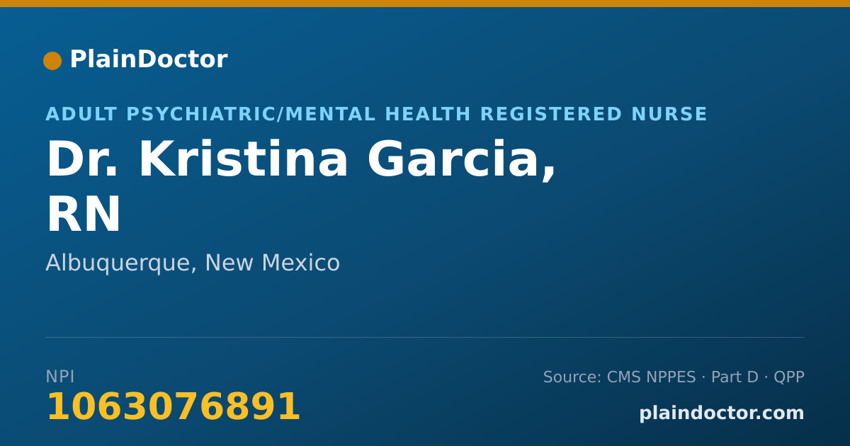 Shareable card for Kristina Garcia, RN - Adult Psychiatric/Mental Health Registered Nurse, Albuquerque, NM