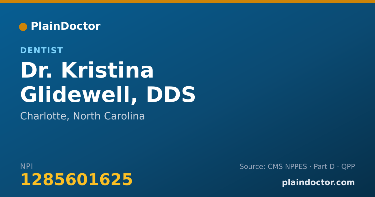 Shareable card for Kristina Glidewell, DDS - Dentist, Charlotte, NC
