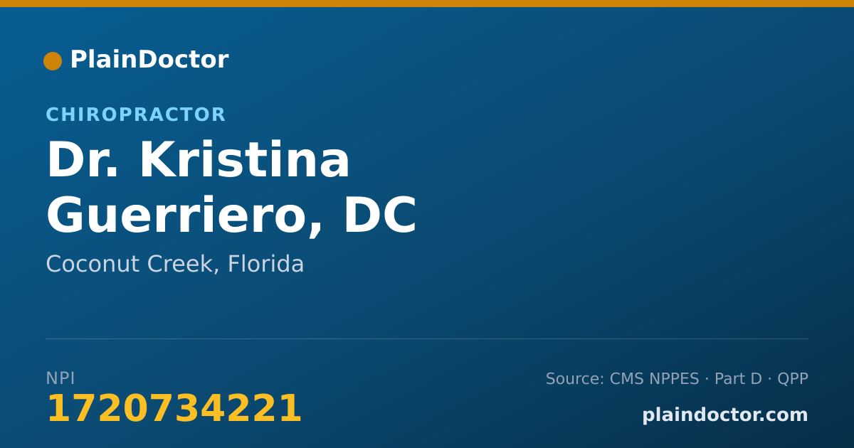 Shareable card for Kristina Guerriero, DC - Chiropractor, Coconut Creek, FL