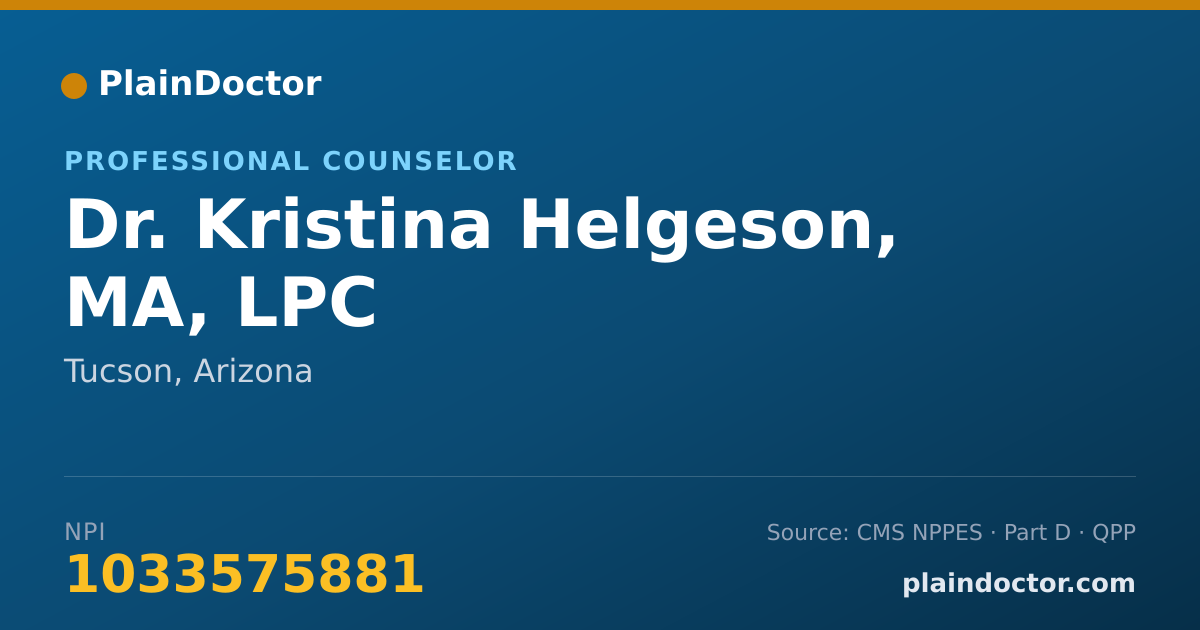 Shareable card for Kristina Helgeson, MA, LPC - Professional Counselor, Tucson, AZ