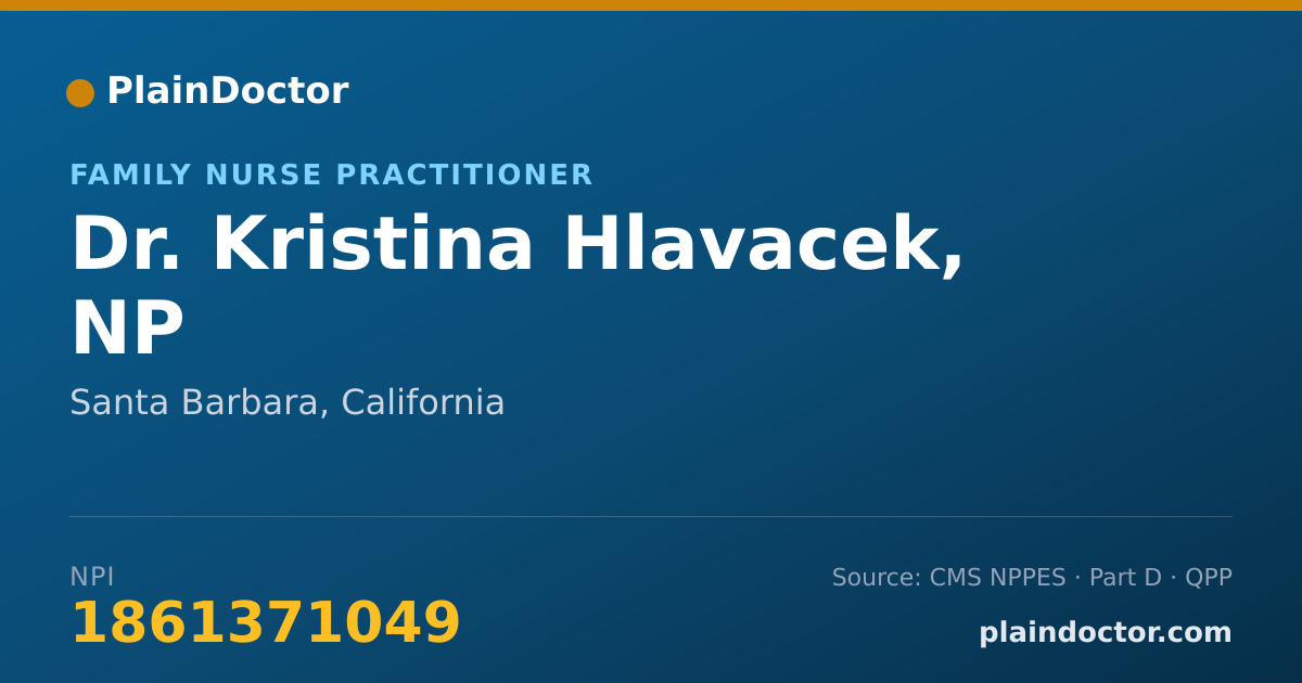 Shareable card for Kristina Hlavacek, NP - Family Nurse Practitioner, Santa Barbara, CA