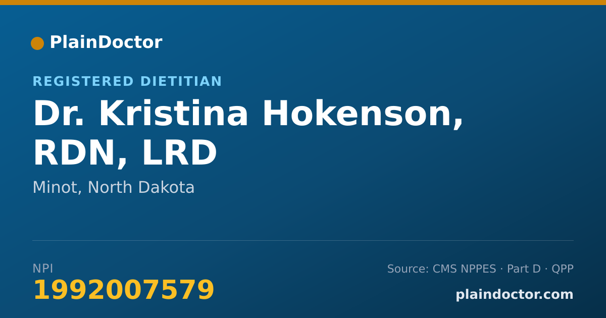 Shareable card for Kristina Hokenson, RDN, LRD - Registered Dietitian, Minot, ND