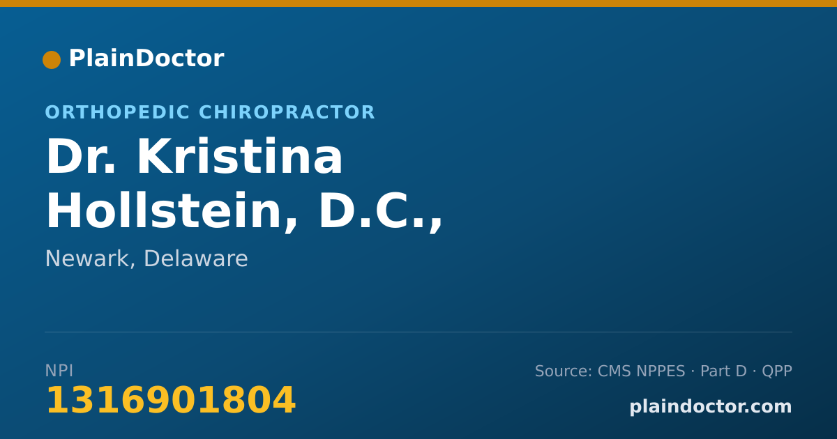 Shareable card for Kristina Hollstein, D.C., D.A.B.C.O. - Orthopedic Chiropractor, Newark, DE