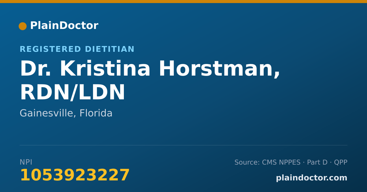 Shareable card for Kristina Horstman, RDN/LDN - Registered Dietitian, Gainesville, FL
