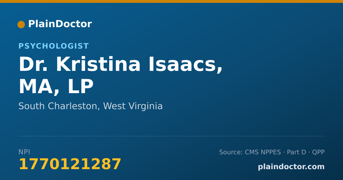 Shareable card for Kristina Isaacs, MA, LP - Psychologist, South Charleston, WV