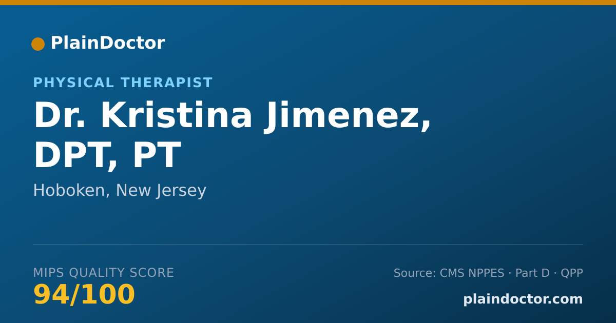 Shareable card for Kristina Jimenez, DPT, PT - Physical Therapist, Hoboken, NJ