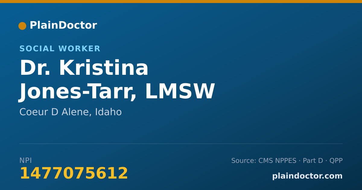 Shareable card for Kristina Jones-Tarr, LMSW - Social Worker, Coeur D Alene, ID