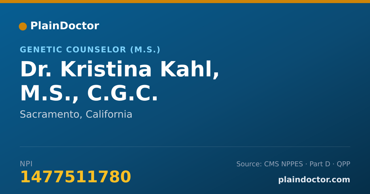 Shareable card for Kristina Kahl, M.S., C.G.C. - Genetic Counselor (M.S.), Sacramento, CA