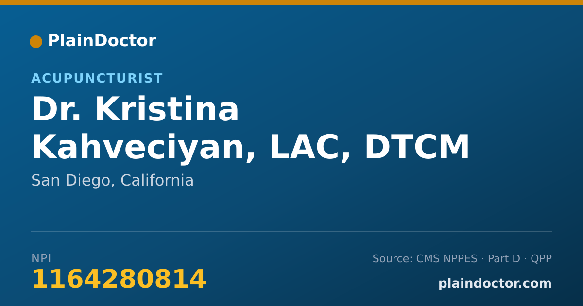 Shareable card for Kristina Kahveciyan, LAC, DTCM - Acupuncturist, San Diego, CA