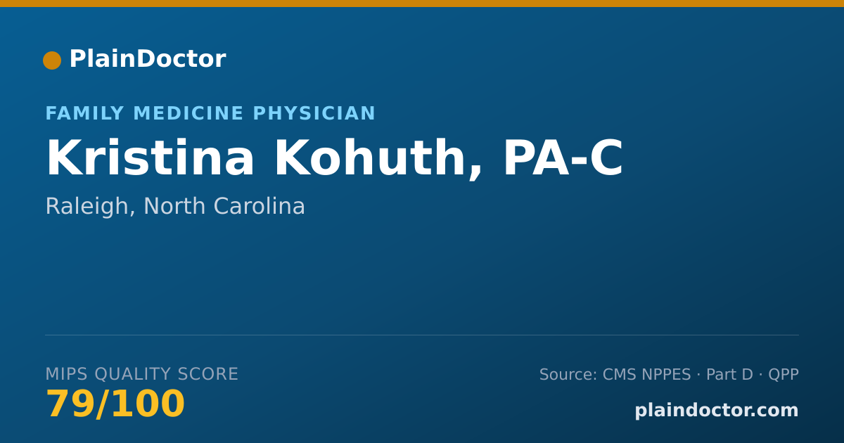 Shareable card for Kristina Kohuth, PA-C - Family Medicine Physician, Raleigh, NC
