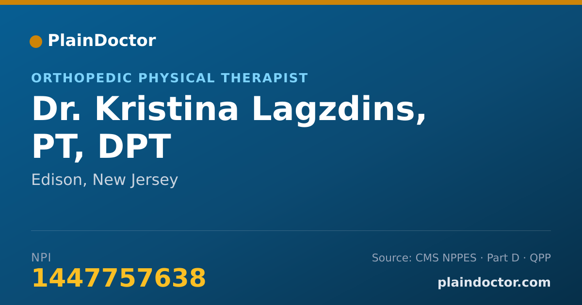 Shareable card for Kristina Lagzdins, PT, DPT - Orthopedic Physical Therapist, Edison, NJ