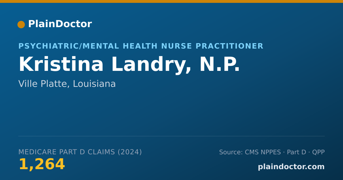 Shareable card for Kristina Landry, N.P. - Psychiatric/Mental Health Nurse Practitioner, Ville Platte, LA
