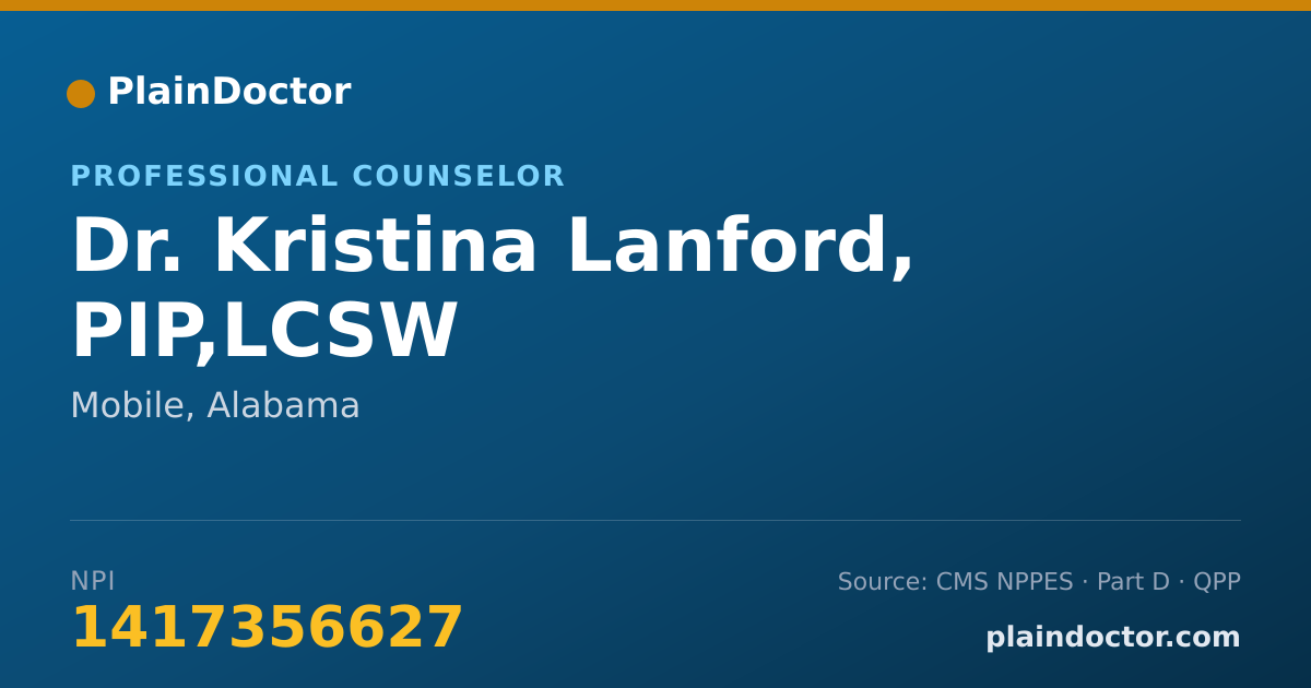 Shareable card for Kristina Lanford, PIP,LCSW - Professional Counselor, Mobile, AL