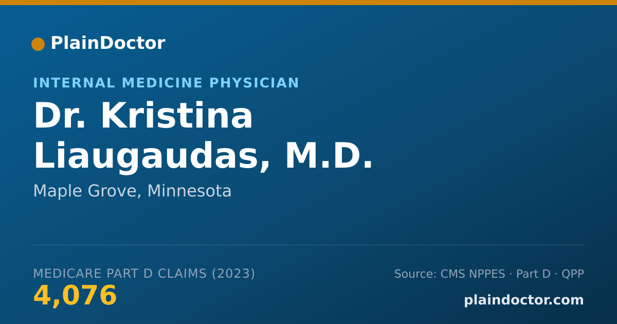 Shareable card for Kristina Liaugaudas, M.D. - Internal Medicine Physician, Maple Grove, MN