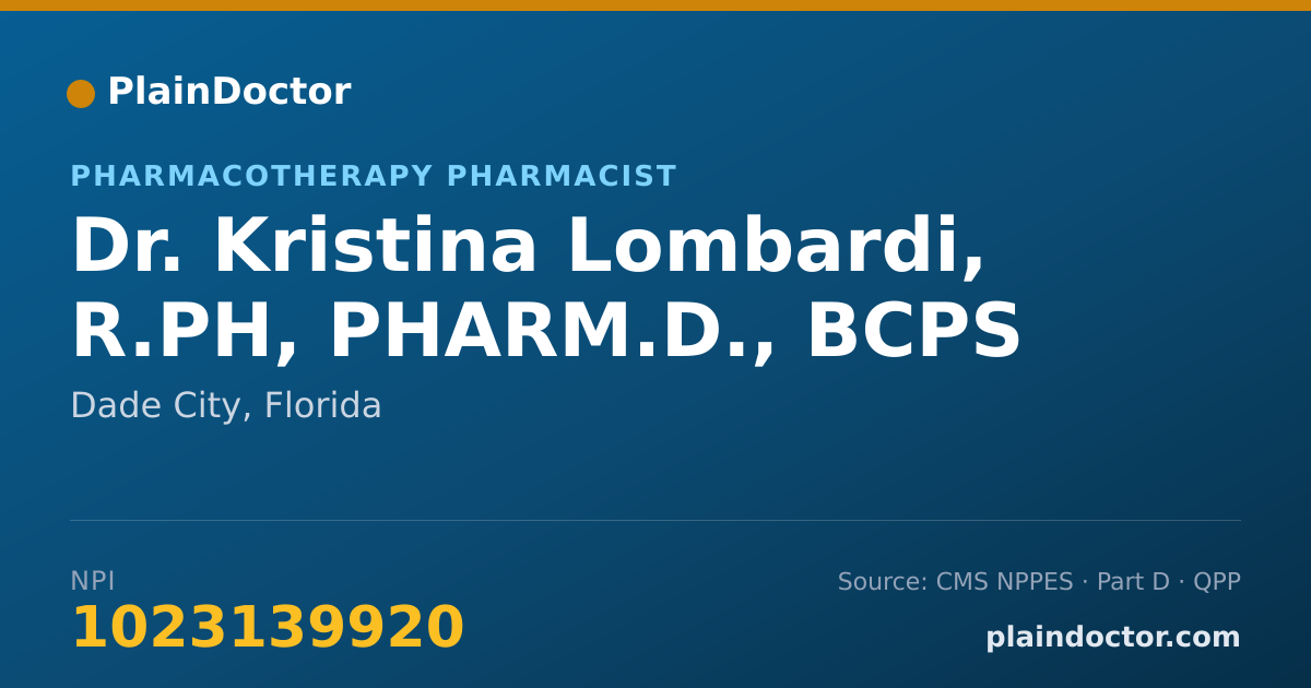 Shareable card for Kristina Lombardi, R.PH, PHARM.D., BCPS - Pharmacotherapy Pharmacist, Dade City, FL