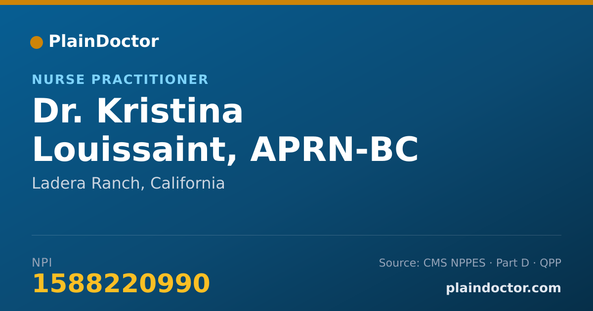 Shareable card for Kristina Louissaint, APRN-BC - Nurse Practitioner, Ladera Ranch, CA