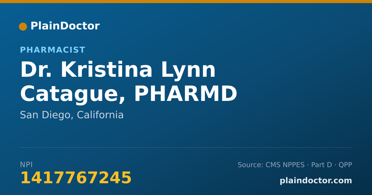 Shareable card for Kristina Lynn Catague, PHARMD - Pharmacist, San Diego, CA