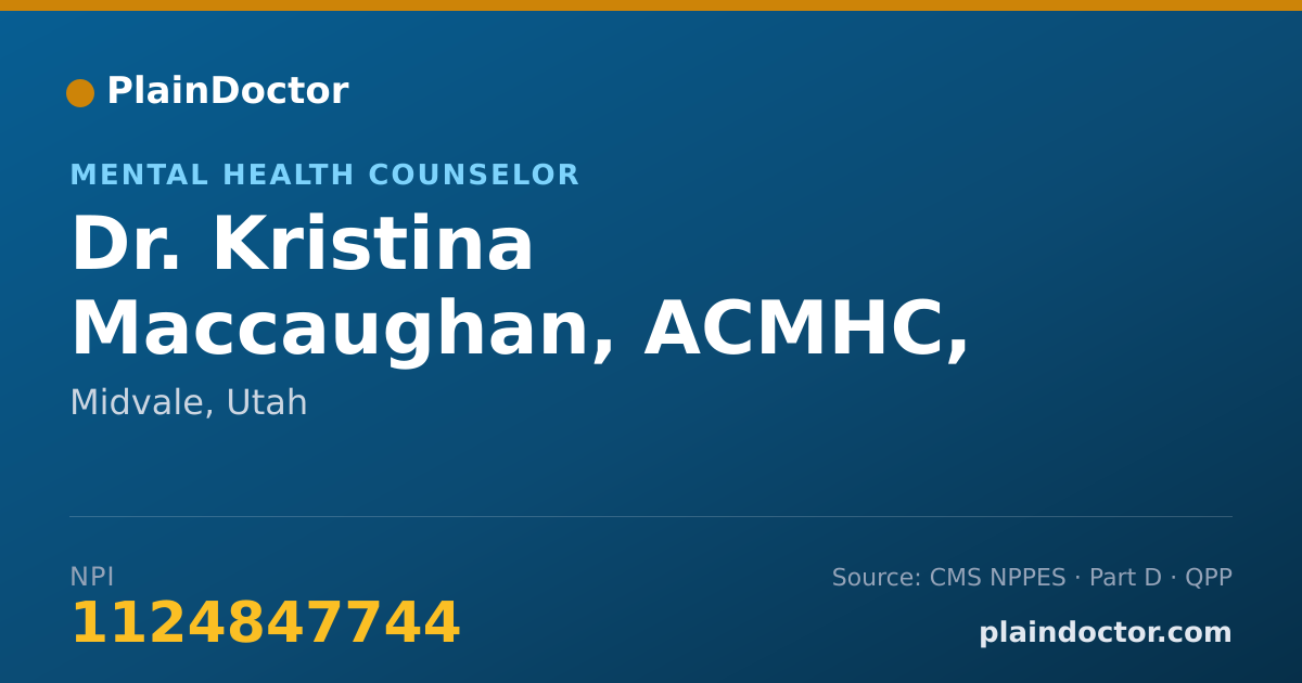 Shareable card for Kristina Maccaughan, ACMHC, ATR-P - Mental Health Counselor, Midvale, UT