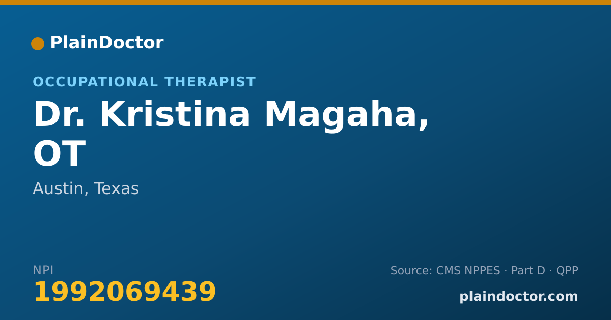 Shareable card for Kristina Magaha, OT - Occupational Therapist, Austin, TX