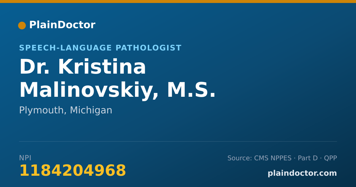 Shareable card for Kristina Malinovskiy, M.S. CCC-SLP - Speech-Language Pathologist, Plymouth, MI