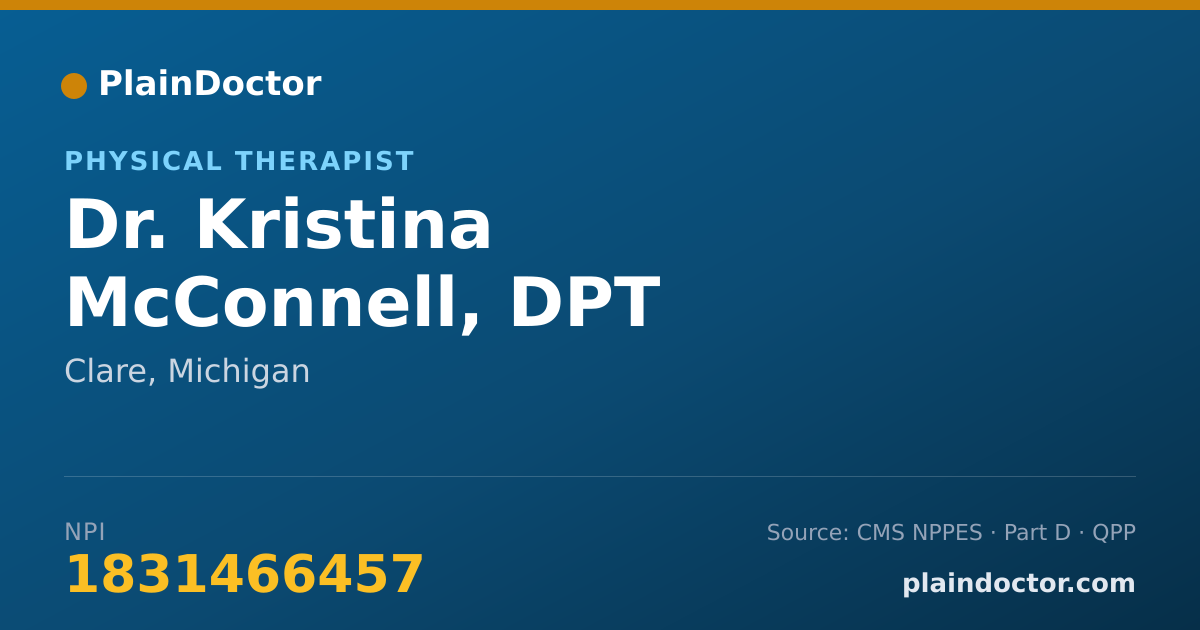 Shareable card for Kristina McConnell, DPT - Physical Therapist, Clare, MI