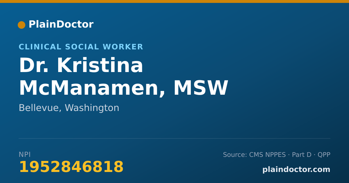 Shareable card for Kristina McManamen, MSW - Clinical Social Worker, Bellevue, WA