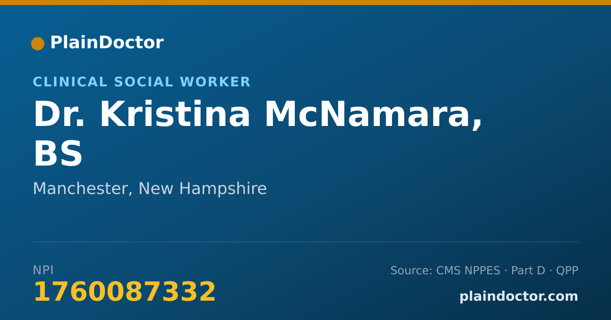 Shareable card for Kristina McNamara, BS - Clinical Social Worker, Manchester, NH