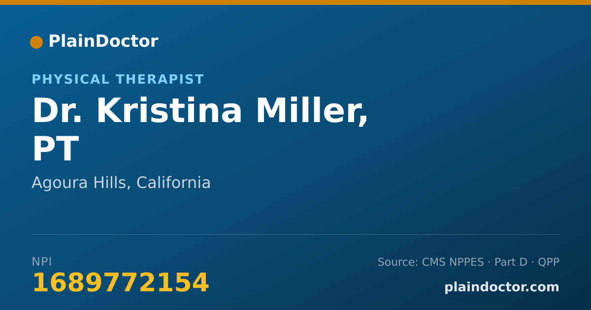 Shareable card for Kristina Miller, PT - Physical Therapist, Agoura Hills, CA