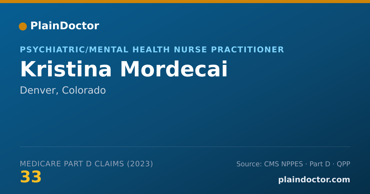 Shareable card for Kristina Mordecai - Psychiatric/Mental Health Nurse Practitioner, Denver, CO