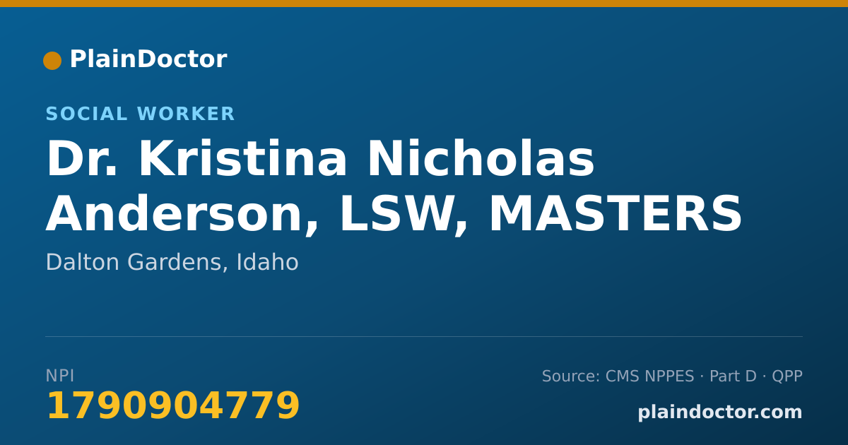 Shareable card for Kristina Nicholas Anderson, LSW, MASTERS STUDENT - Social Worker, Dalton Gardens, ID