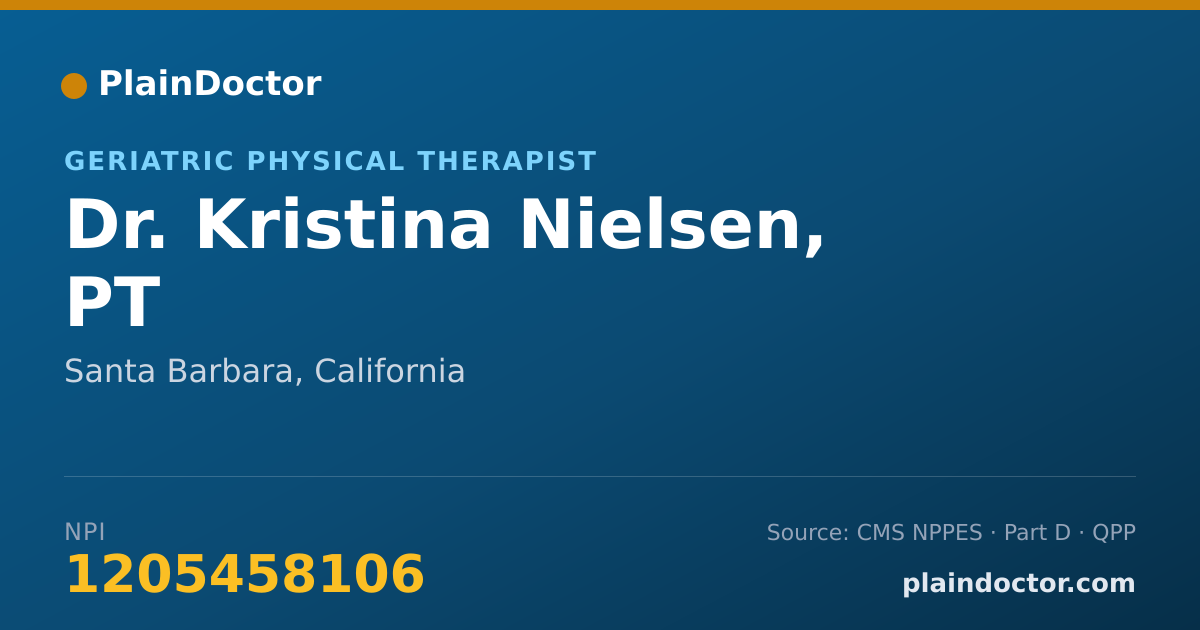 Shareable card for Kristina Nielsen, PT - Geriatric Physical Therapist, Santa Barbara, CA
