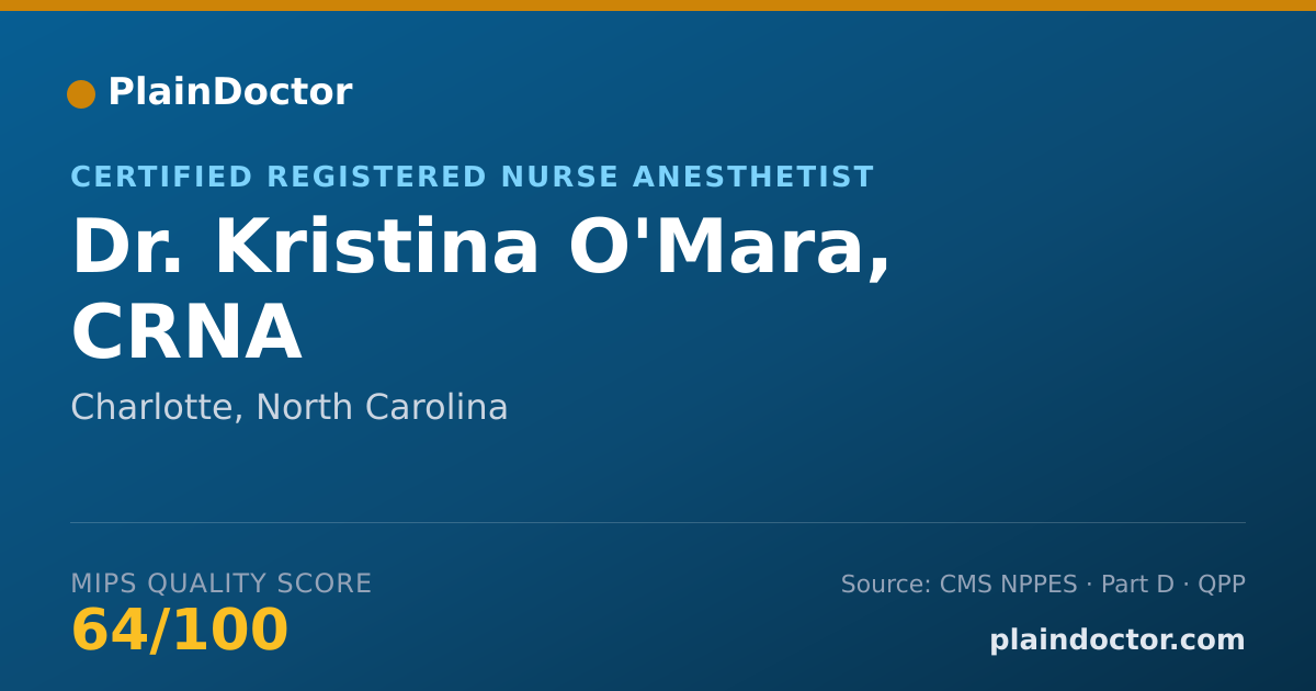Shareable card for Kristina O'Mara, CRNA - Certified Registered Nurse Anesthetist, Charlotte, NC