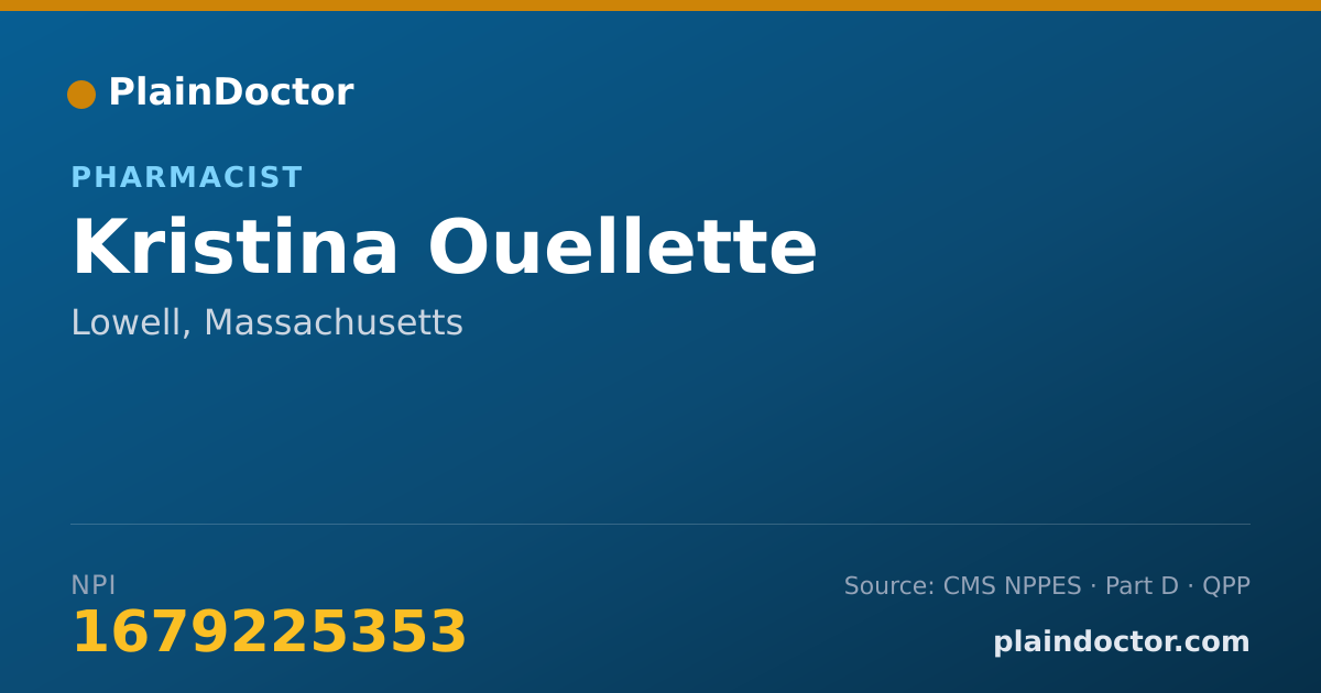 Shareable card for Kristina Ouellette - Pharmacist, Lowell, MA