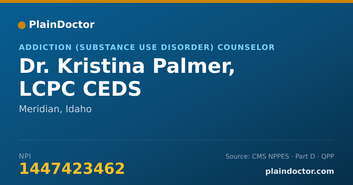 Shareable card for Kristina Palmer, LCPC CEDS - Addiction (Substance Use Disorder) Counselor, Meridian, ID