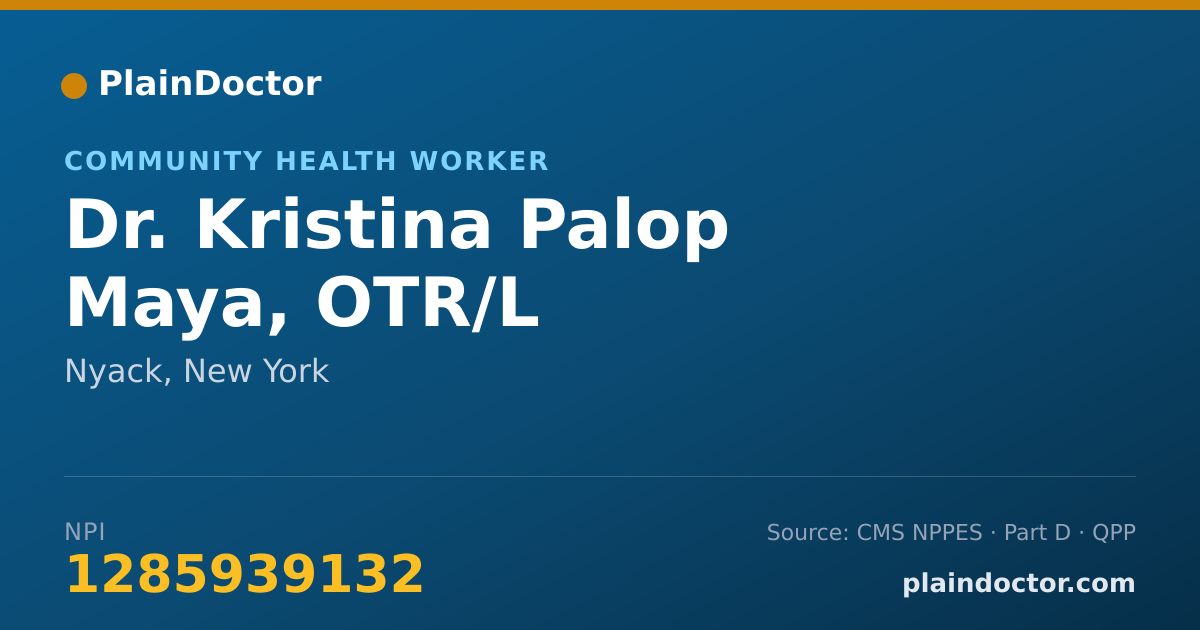 Shareable card for Kristina Palop Maya, OTR/L - Community Health Worker, Nyack, NY