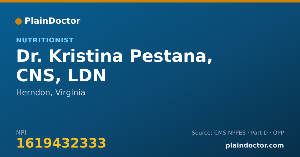 Shareable card for Kristina Pestana, CNS, LDN - Nutritionist, Herndon, VA