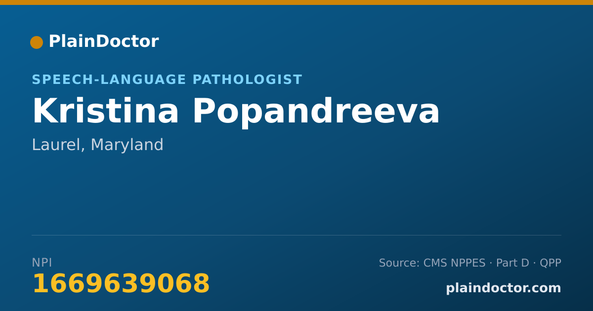 Shareable card for Kristina Popandreeva - Speech-Language Pathologist, Laurel, MD