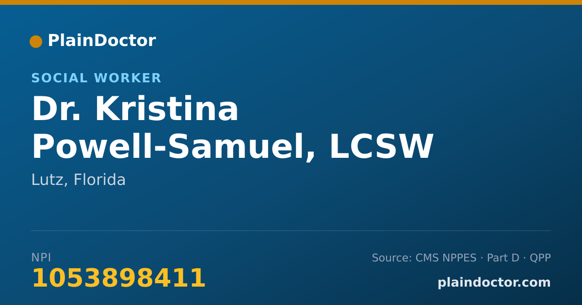 Shareable card for Kristina Powell-Samuel, LCSW - Social Worker, Lutz, FL