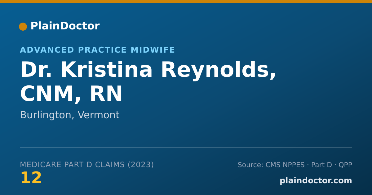 Shareable card for Kristina Reynolds, CNM, RN - Advanced Practice Midwife, Burlington, VT