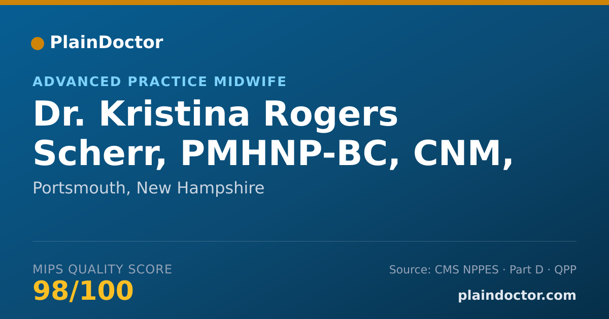 Shareable card for Kristina Rogers Scherr, PMHNP-BC, CNM, MSN - Advanced Practice Midwife, Portsmouth, NH