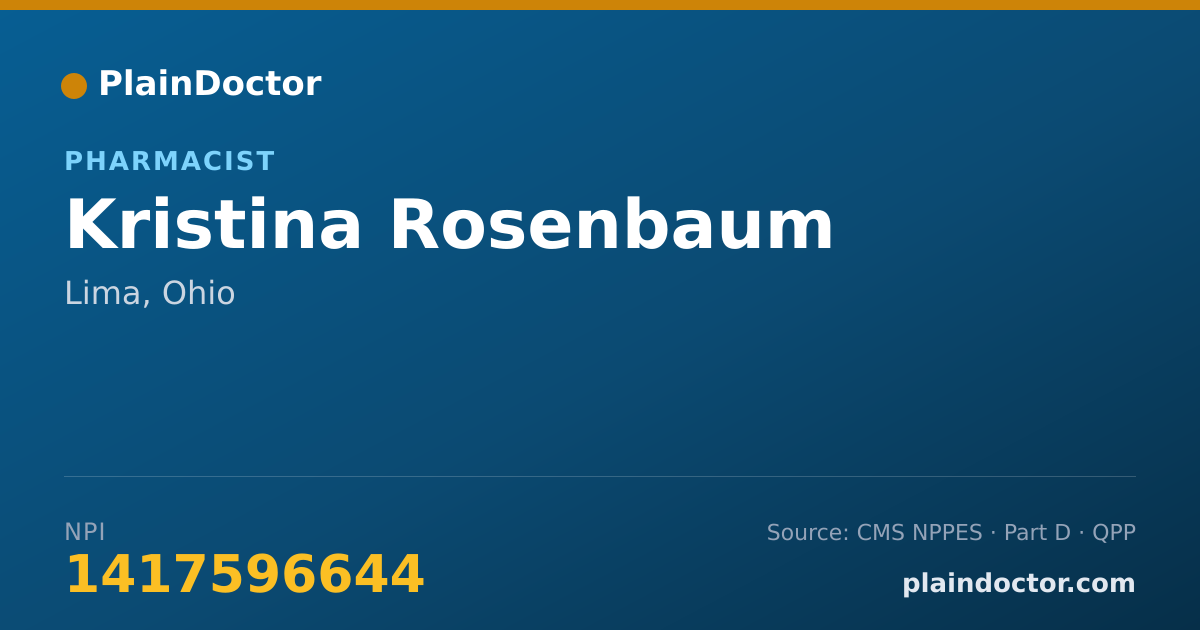 Shareable card for Kristina Rosenbaum - Pharmacist, Lima, OH