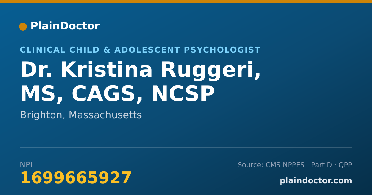 Shareable card for Kristina Ruggeri, MS, CAGS, NCSP - Clinical Child & Adolescent Psychologist, Brighton, MA