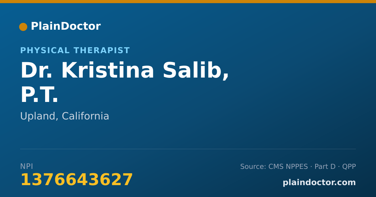 Shareable card for Kristina Salib, P.T. - Physical Therapist, Upland, CA