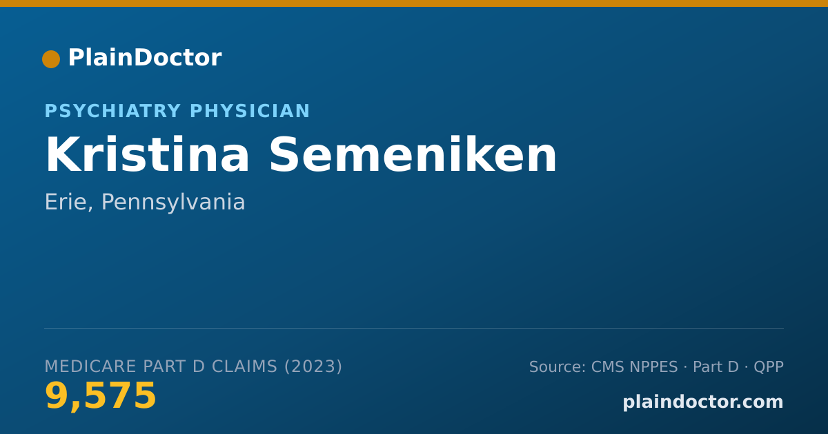 Shareable card for Kristina Semeniken - Psychiatry Physician, Erie, PA