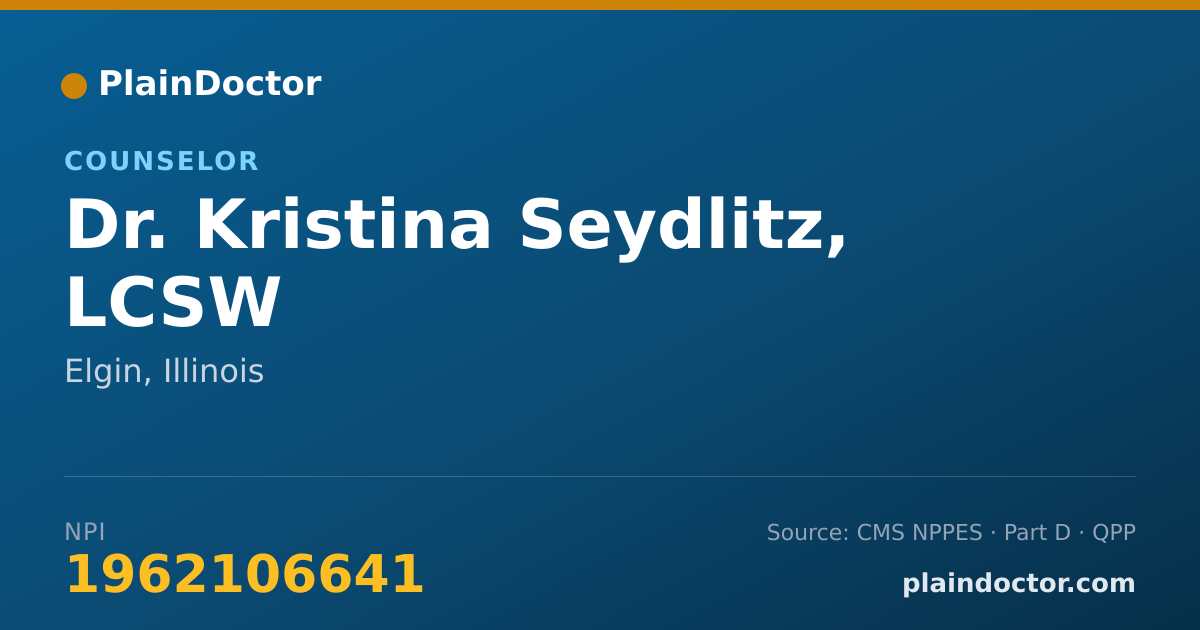 Shareable card for Kristina Seydlitz, LCSW - Counselor, Elgin, IL