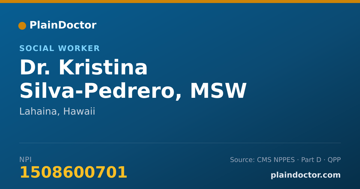Shareable card for Kristina Silva-Pedrero, MSW - Social Worker, Lahaina, HI