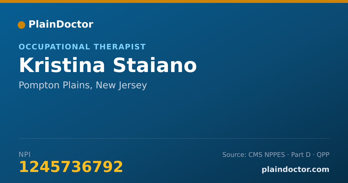 Shareable card for Kristina Staiano - Occupational Therapist, Pompton Plains, NJ